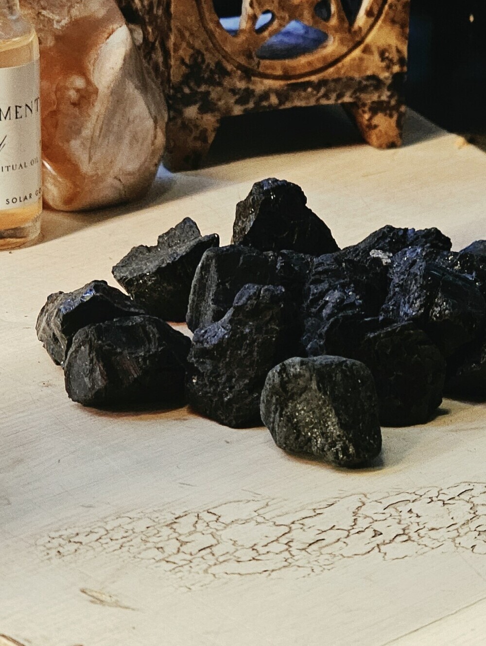 Natural Black Tourmoline Decorative Tumbled Stones - Rustic Accent Rocks